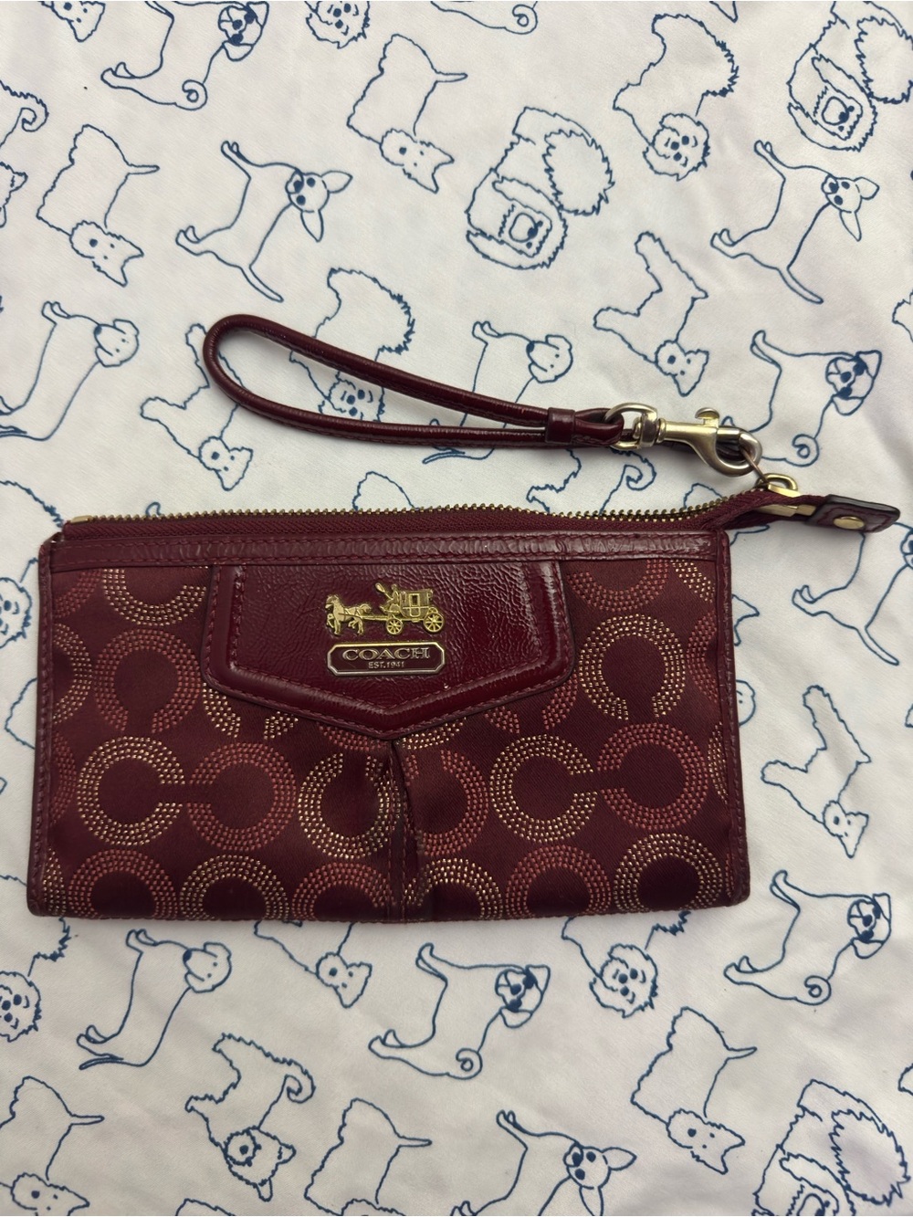 Vintage Coach Madison dotted zippy wallet clutch
